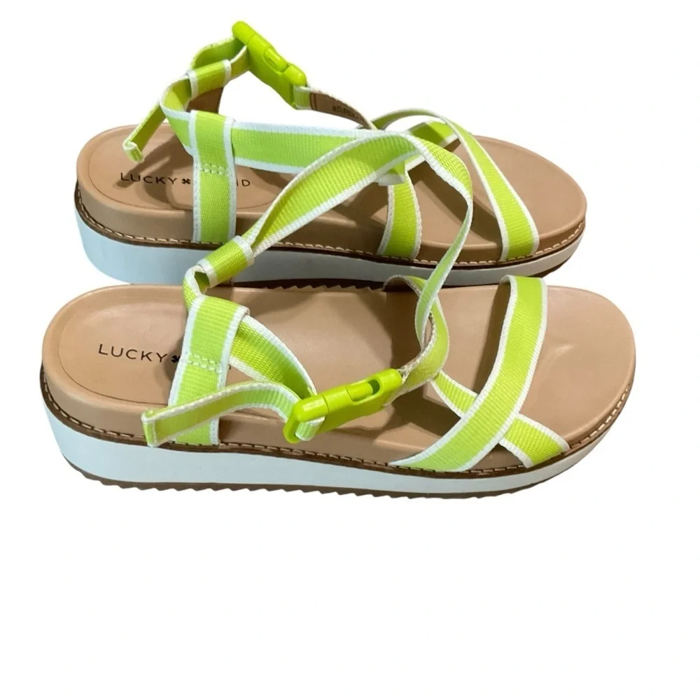 Lucky Brand Neon Green Strappy Platform Sandals Size 9.5 - Picture 3 of 8